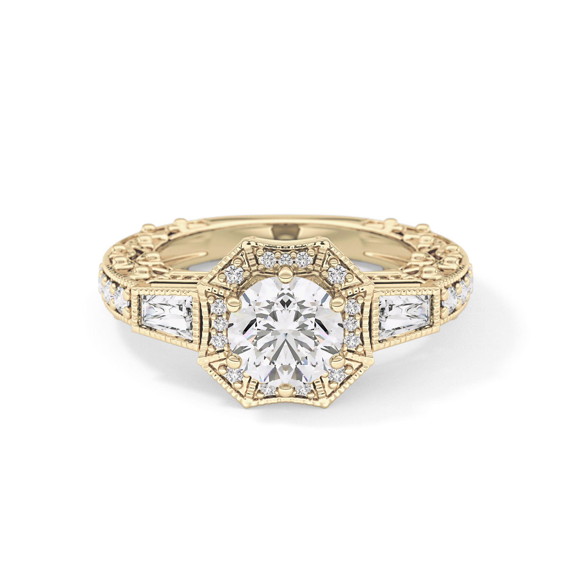 Round Cluster Lab Grown Diamond Engagement Ring
