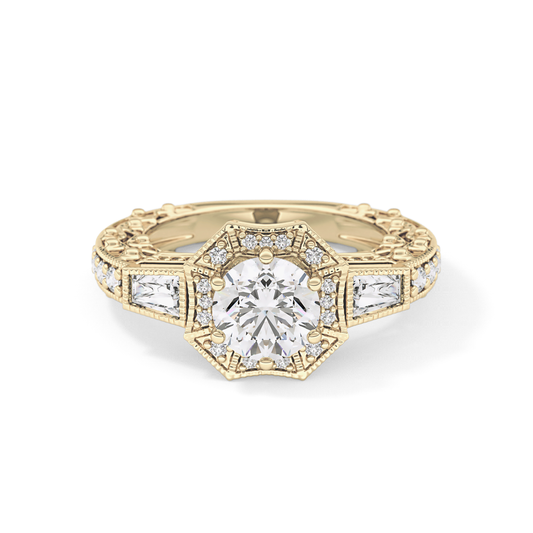 Round Cluster Lab Grown Diamond Engagement Ring