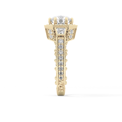 Round Cluster Lab Grown Diamond Engagement Ring