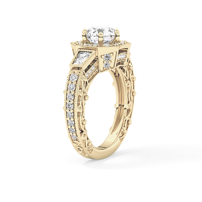 Round Cluster Lab Grown Diamond Engagement Ring