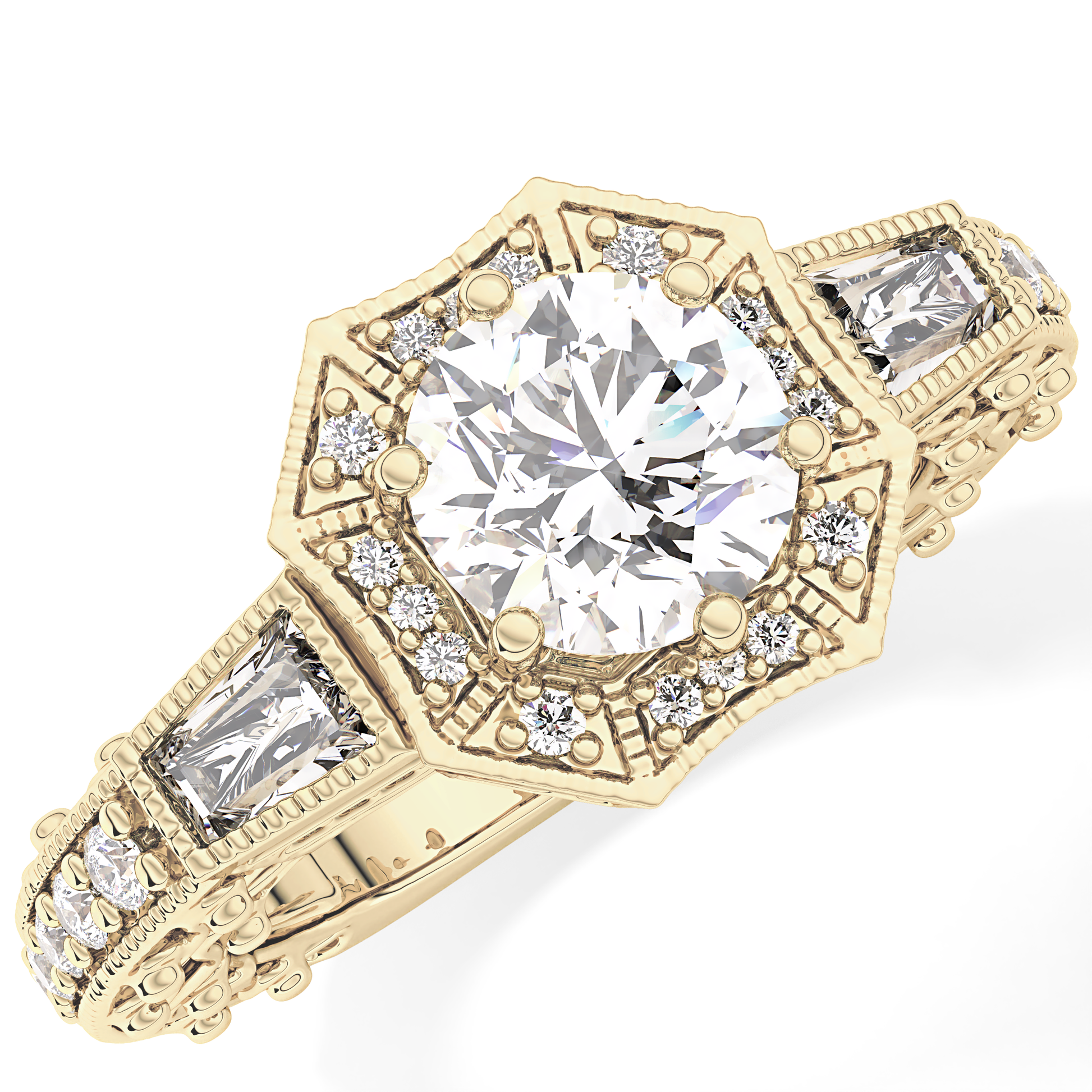 Round Cluster Lab Grown Diamond Engagement Ring