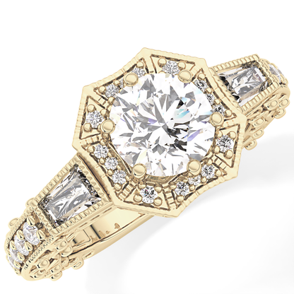 Round Cluster Lab Grown Diamond Engagement Ring