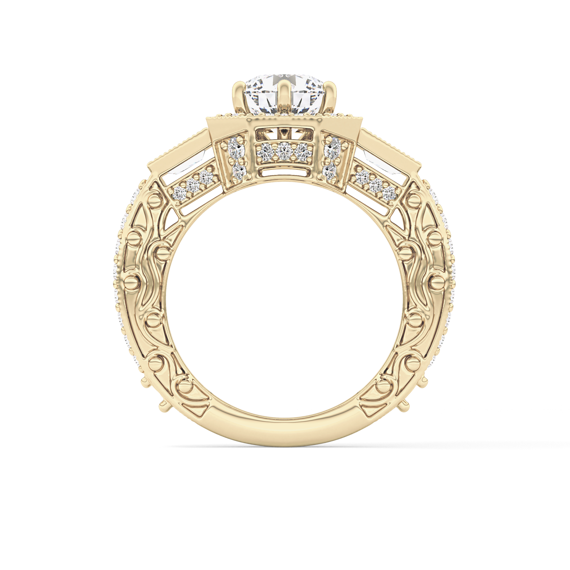 Round Cluster Lab Grown Diamond Engagement Ring