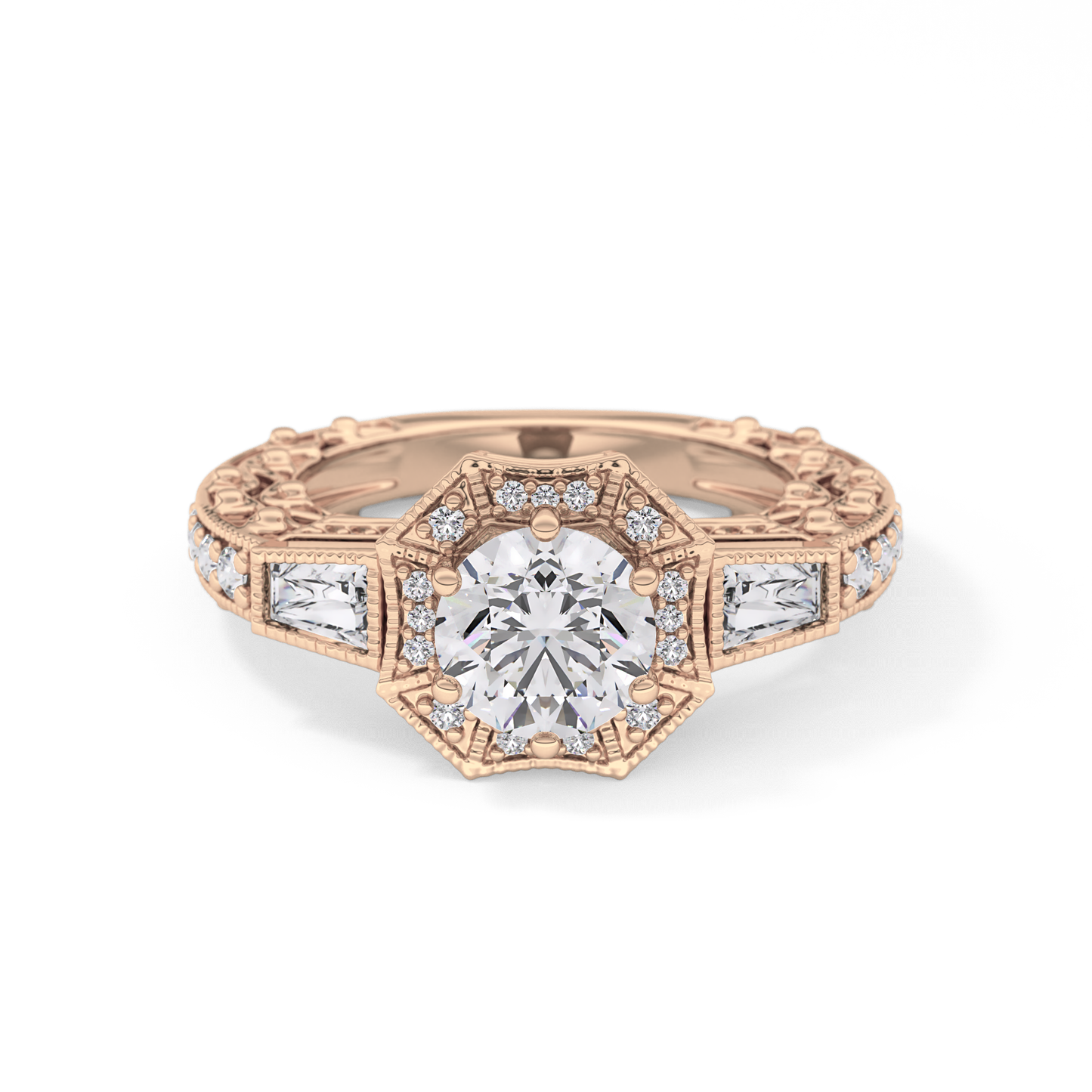 Round Cluster Lab Grown Diamond Engagement Ring