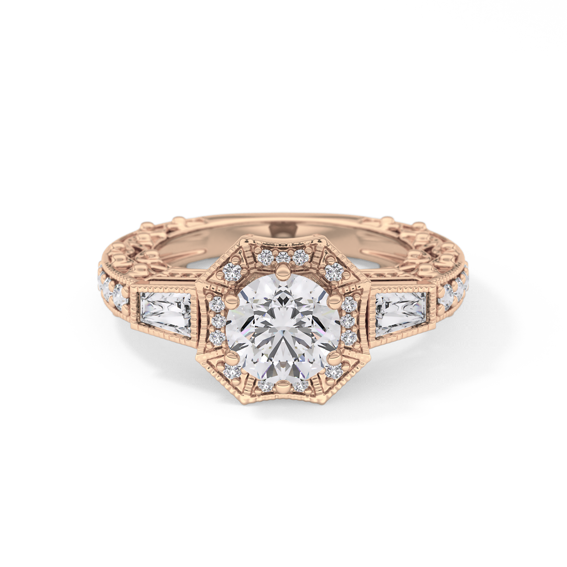 Round Cluster Lab Grown Diamond Engagement Ring