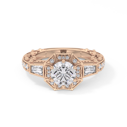 Round Cluster Lab Grown Diamond Engagement Ring