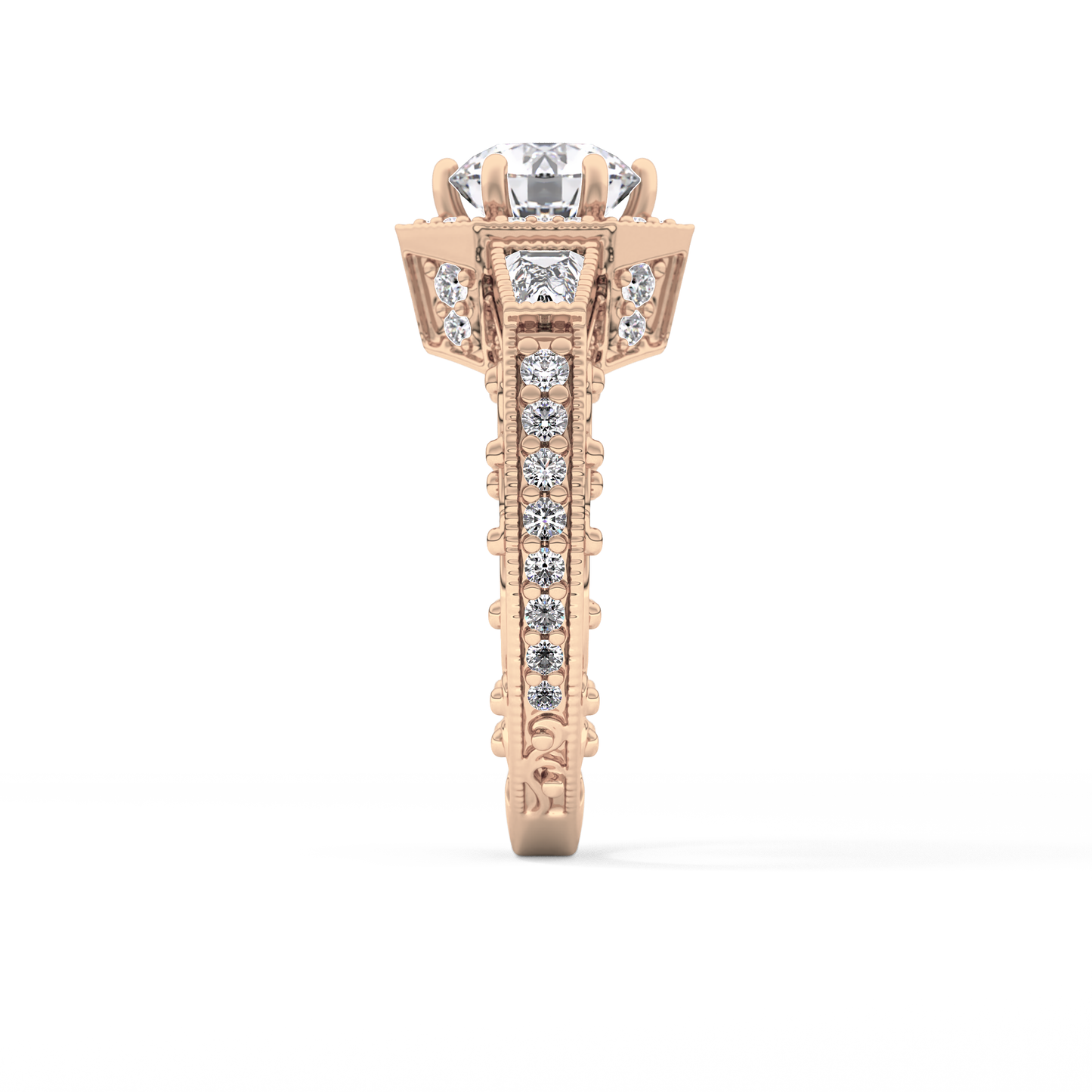 Round Cluster Lab Grown Diamond Engagement Ring
