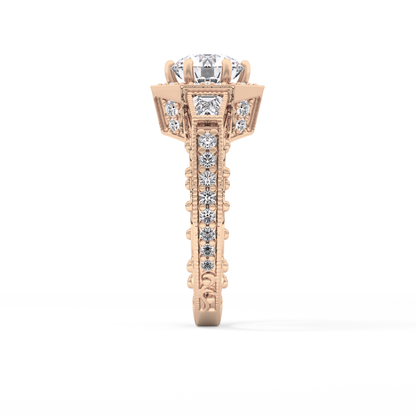 Round Cluster Lab Grown Diamond Engagement Ring