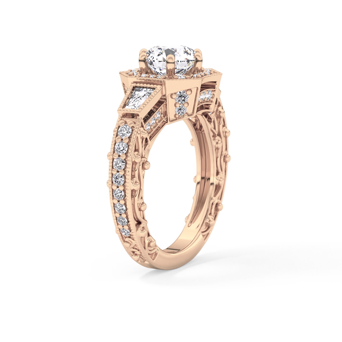 Round Cluster Lab Grown Diamond Engagement Ring