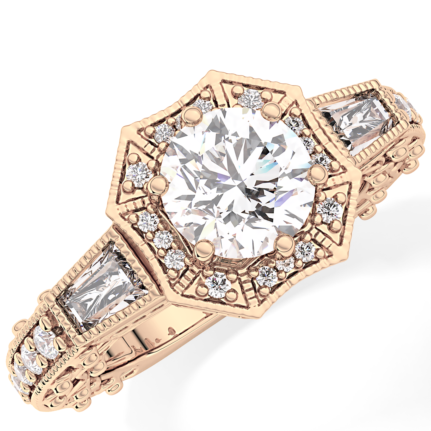 Round Cluster Lab Grown Diamond Engagement Ring