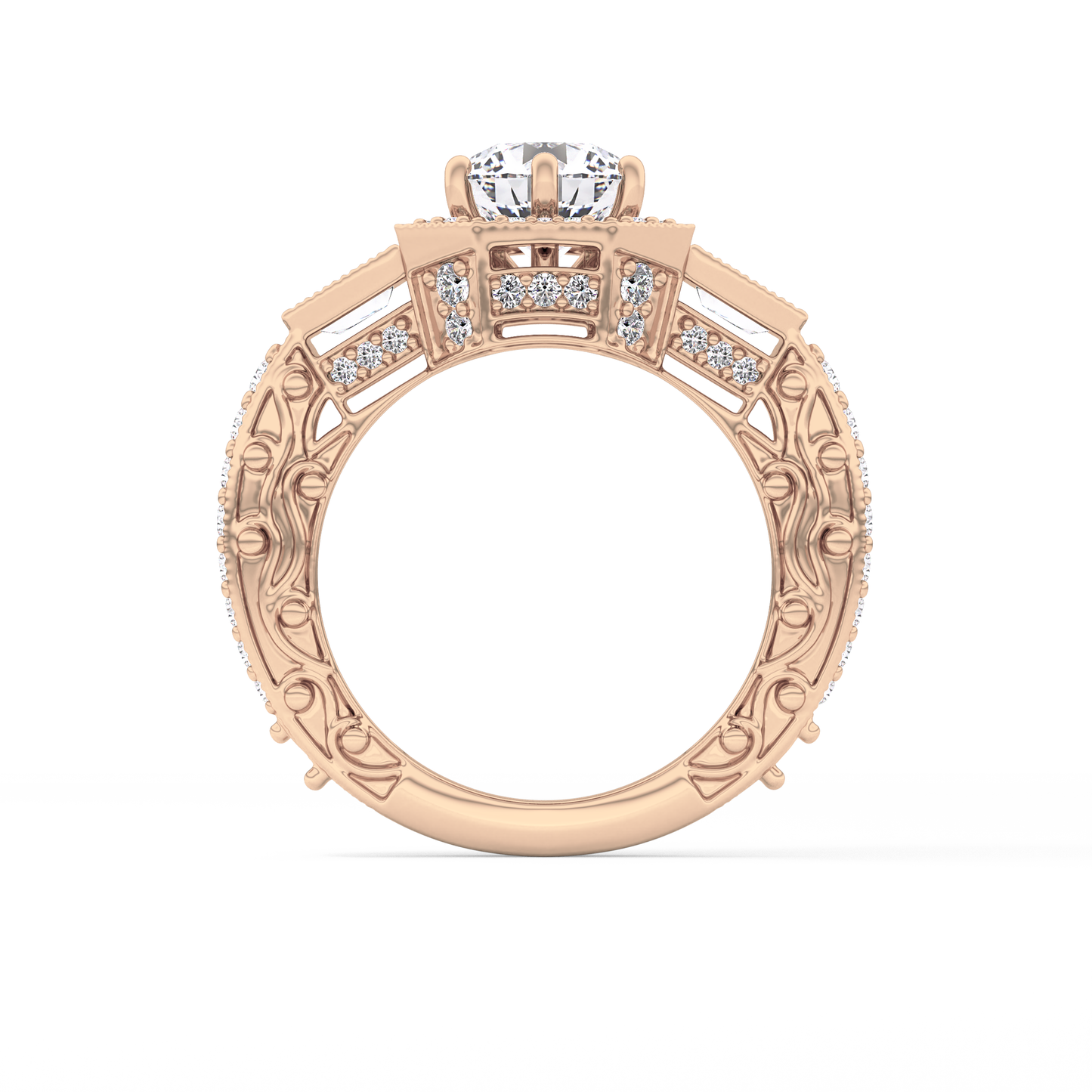 Round Cluster Lab Grown Diamond Engagement Ring