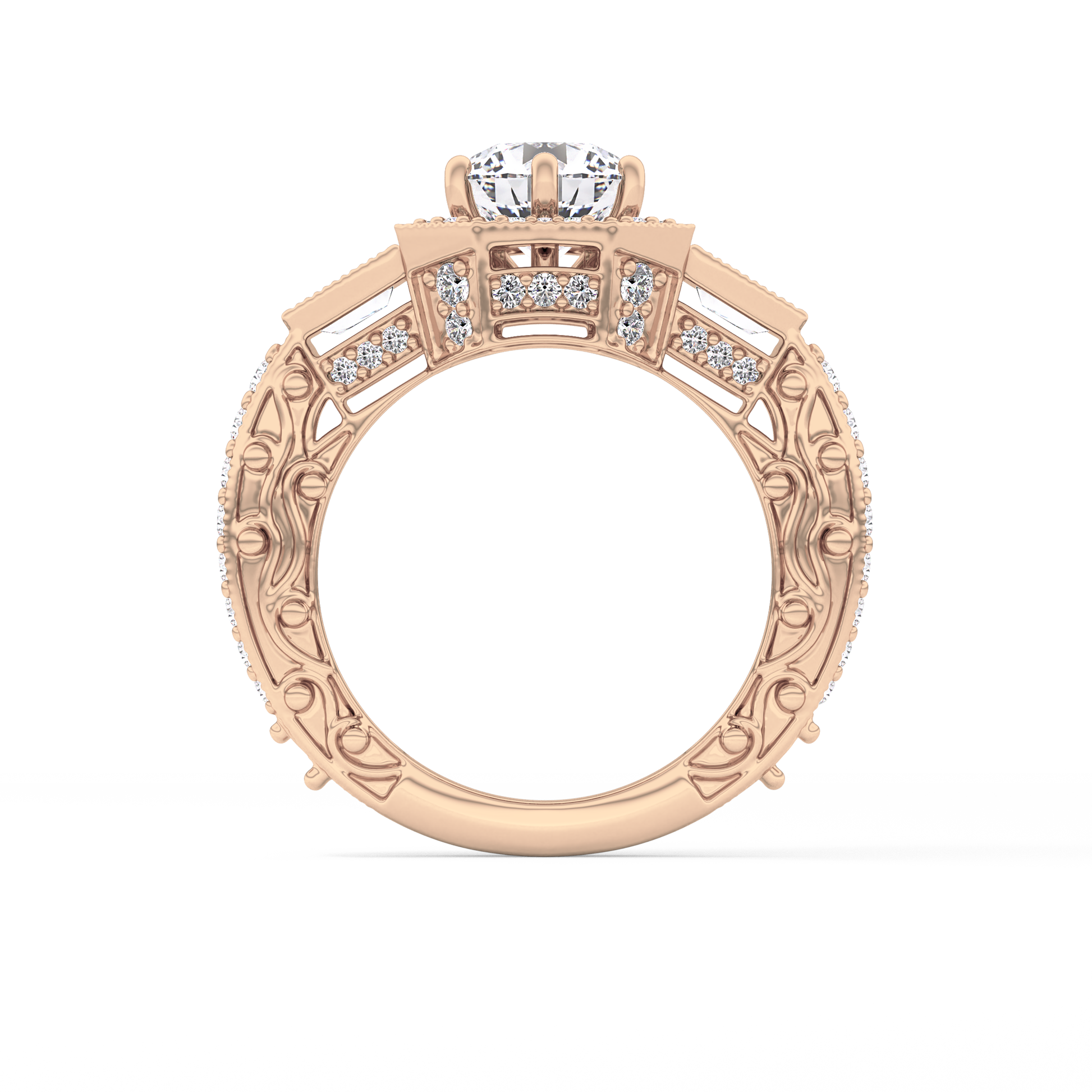 Round Cluster Lab Grown Diamond Engagement Ring
