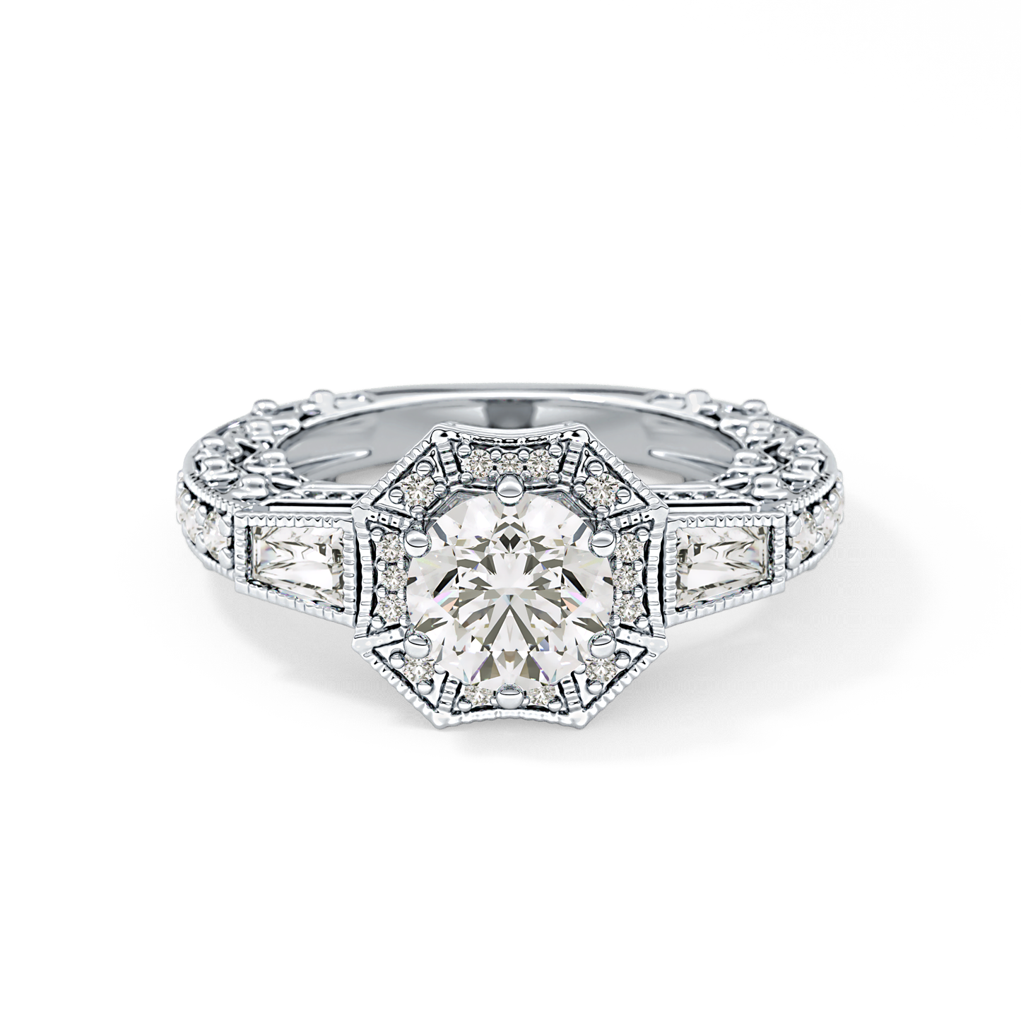 Round Cluster Lab Grown Diamond Engagement Ring