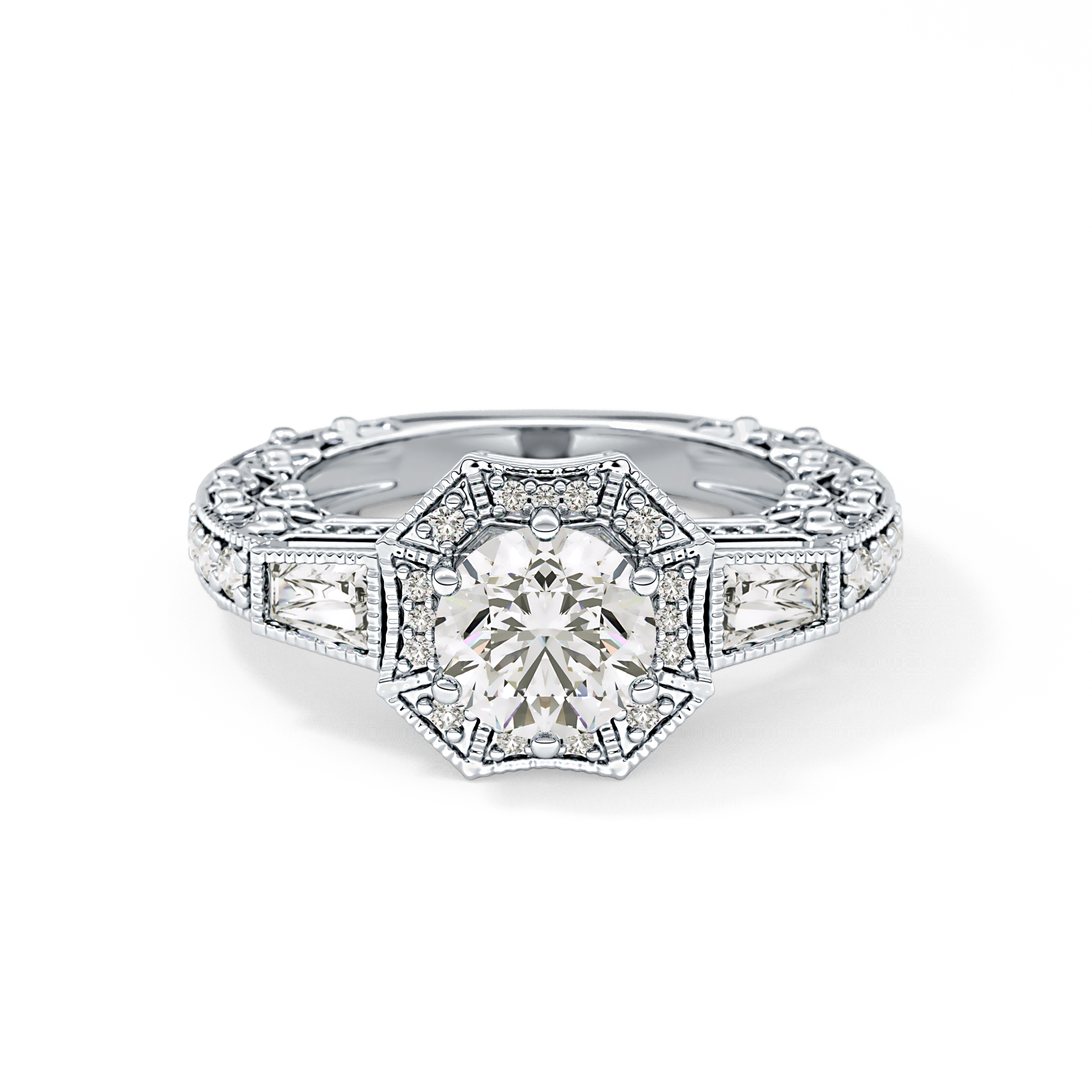 Round Cluster Lab Grown Diamond Engagement Ring