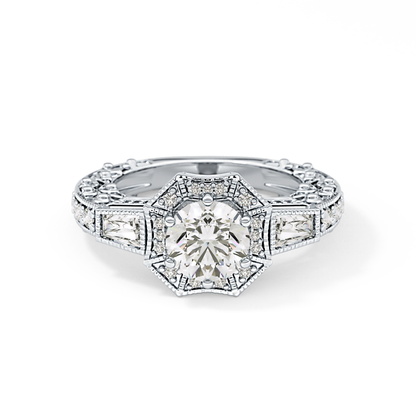 Round Cluster Lab Grown Diamond Engagement Ring