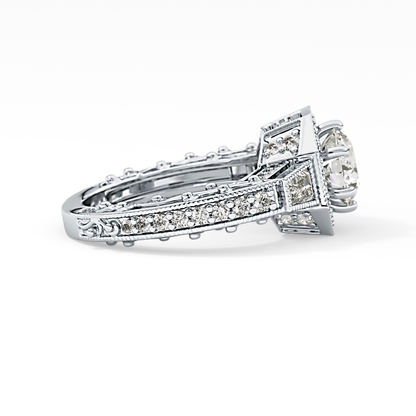 Round Cluster Lab Grown Diamond Engagement Ring