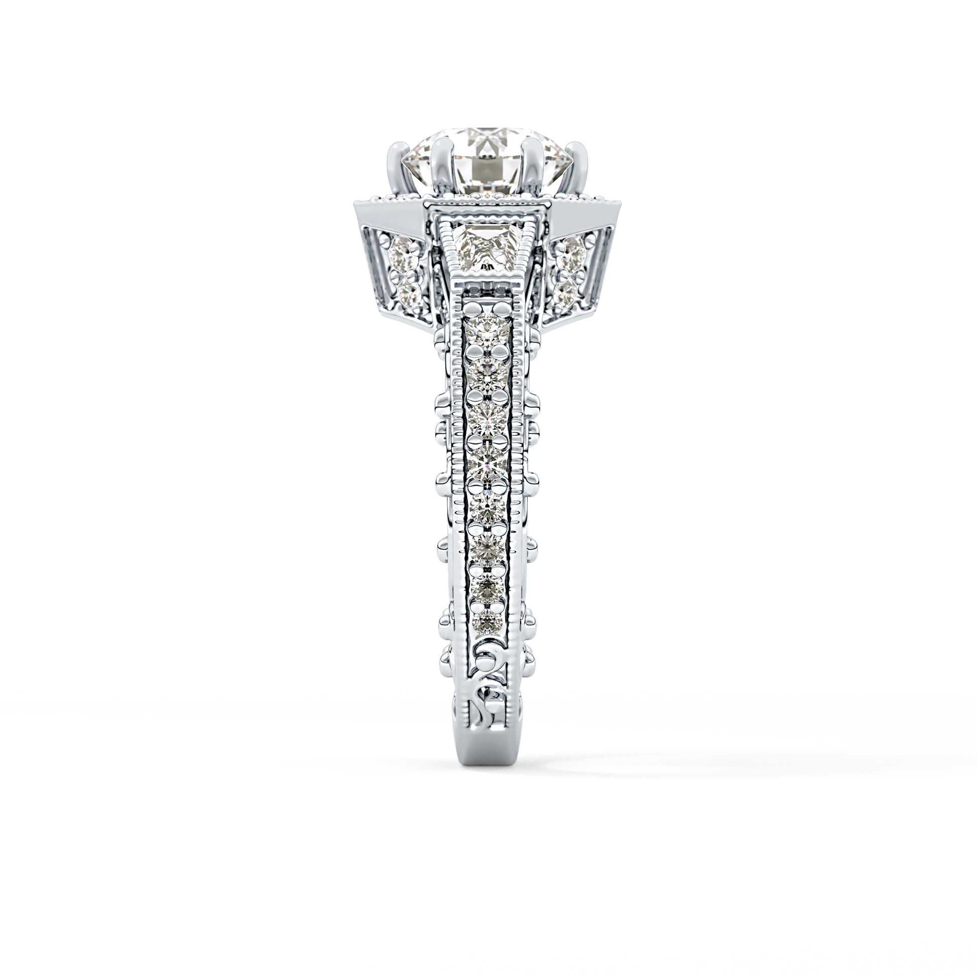 Round Cluster Lab Grown Diamond Engagement Ring