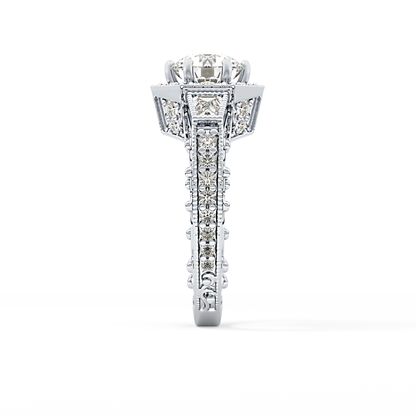 Round Cluster Lab Grown Diamond Engagement Ring
