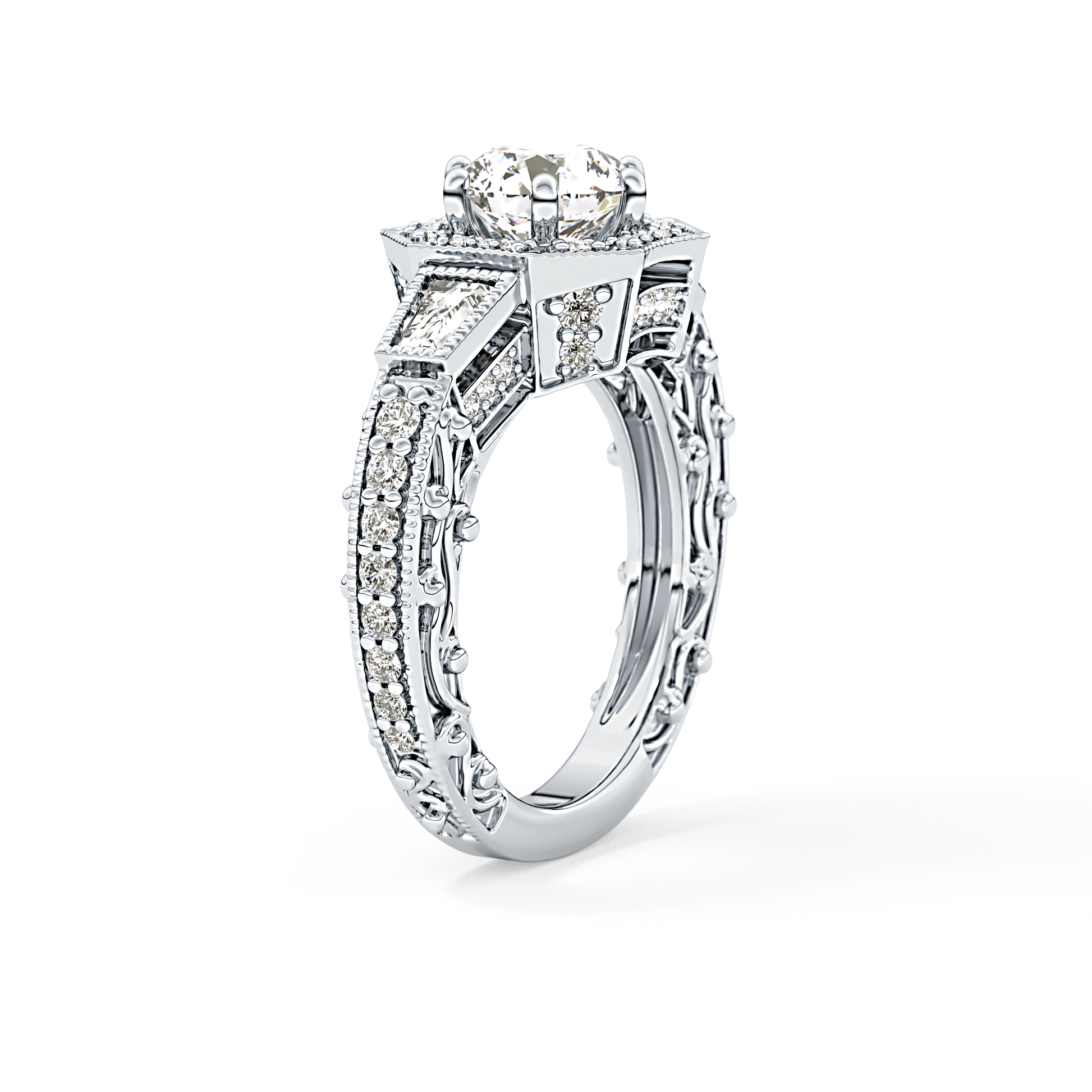 Round Cluster Lab Grown Diamond Engagement Ring
