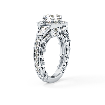 Round Cluster Lab Grown Diamond Engagement Ring