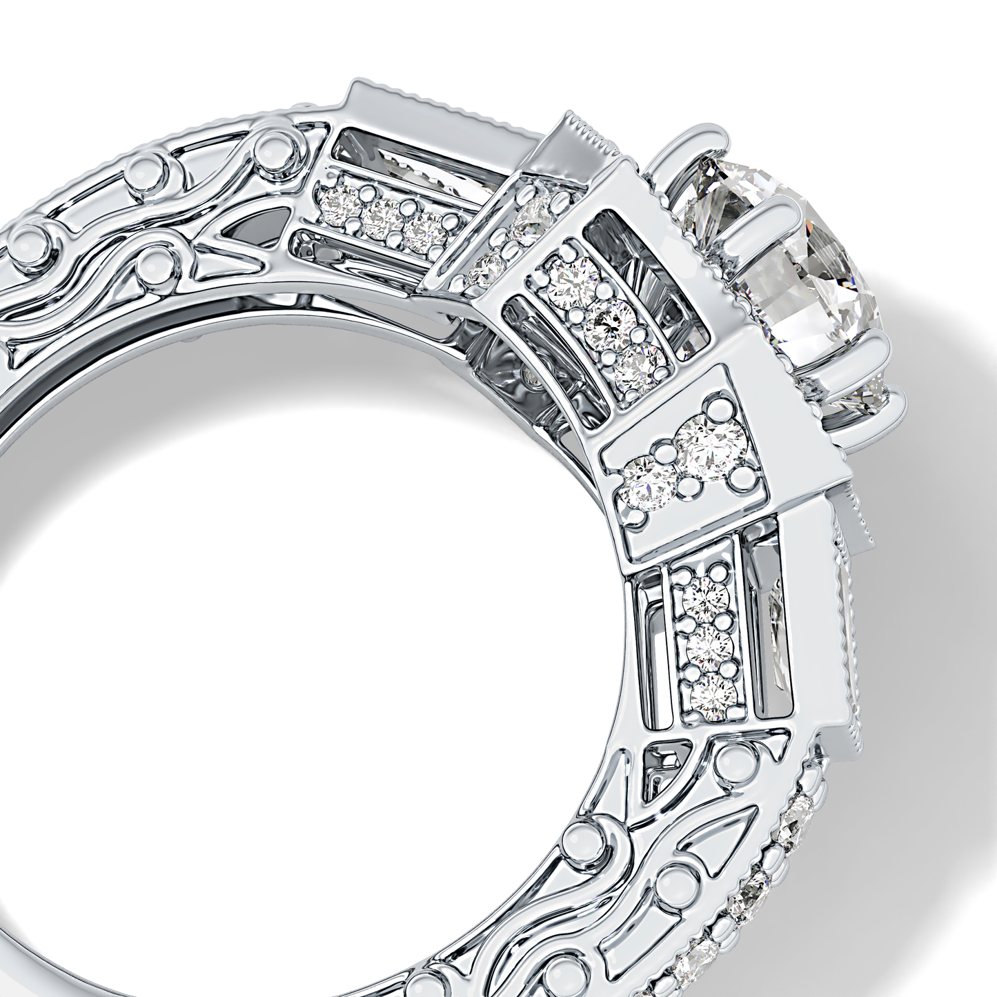 Round Cluster Lab Grown Diamond Engagement Ring