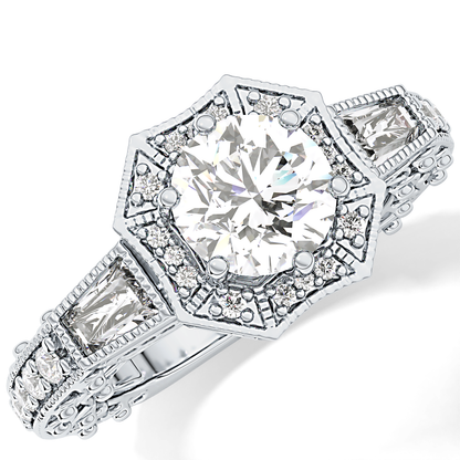 Round Cluster Lab Grown Diamond Engagement Ring