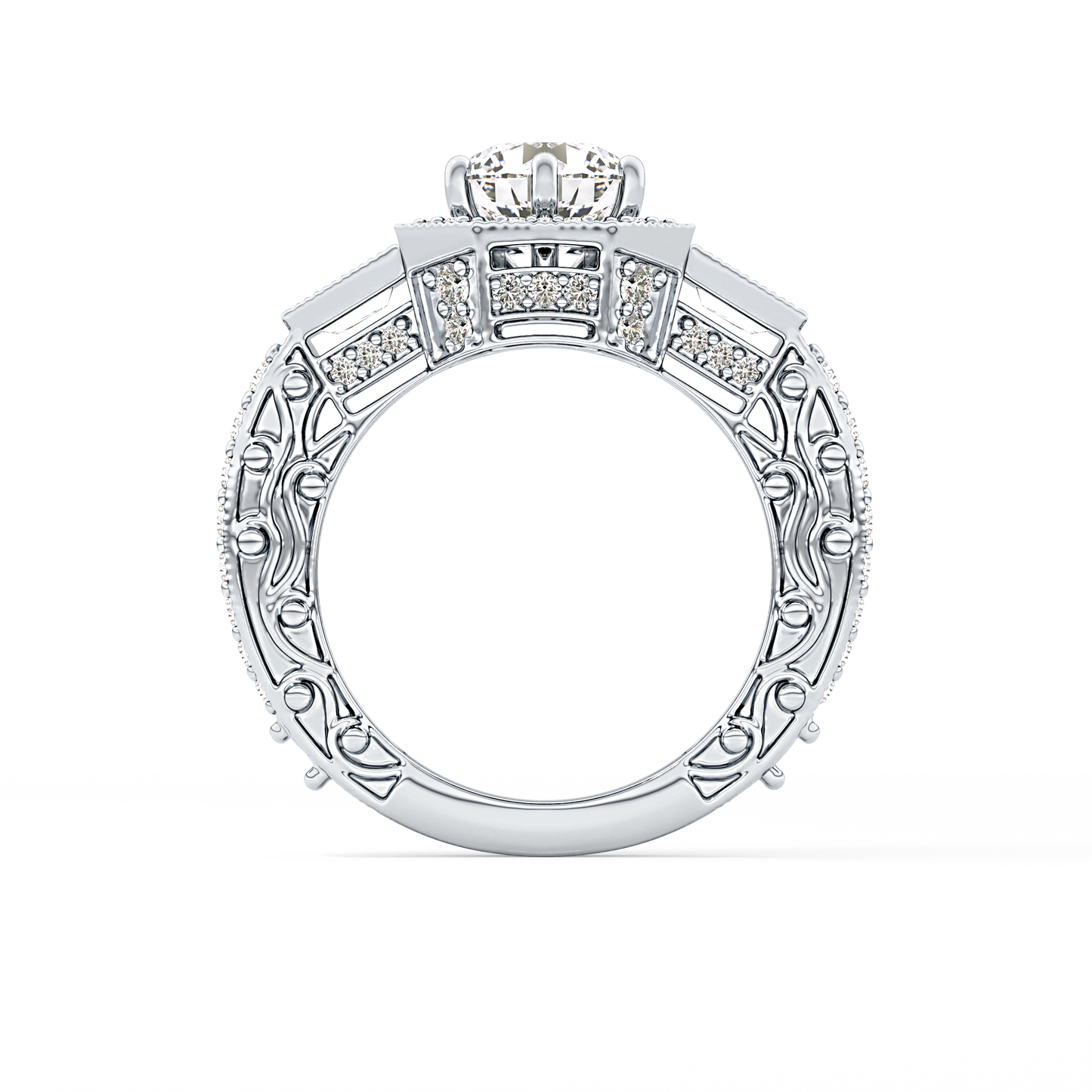 Round Cluster Lab Grown Diamond Engagement Ring