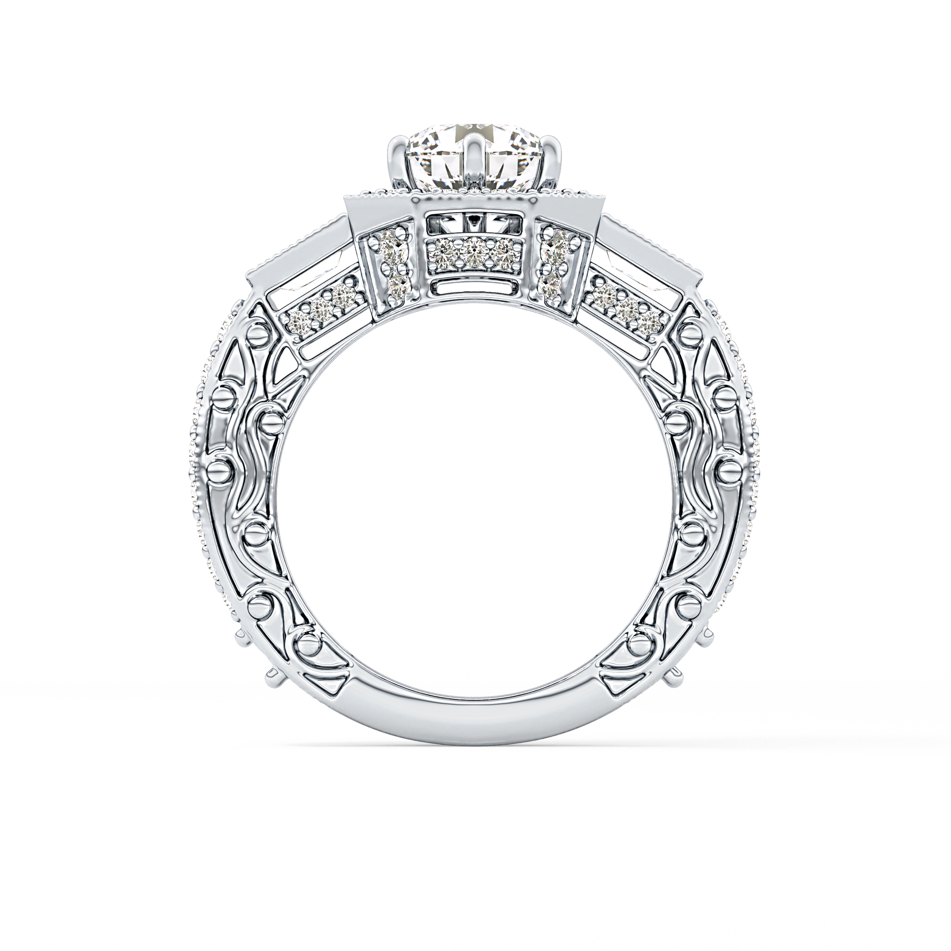 Round Cluster Lab Grown Diamond Engagement Ring