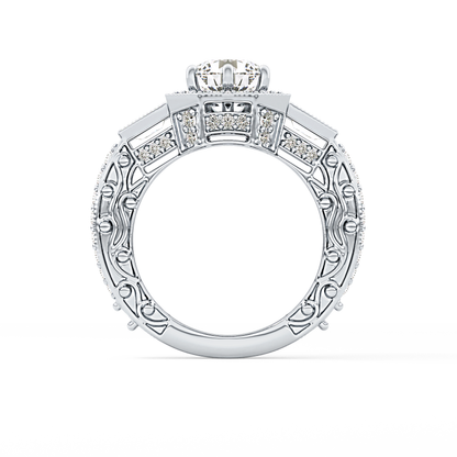 Round Cluster Lab Grown Diamond Engagement Ring