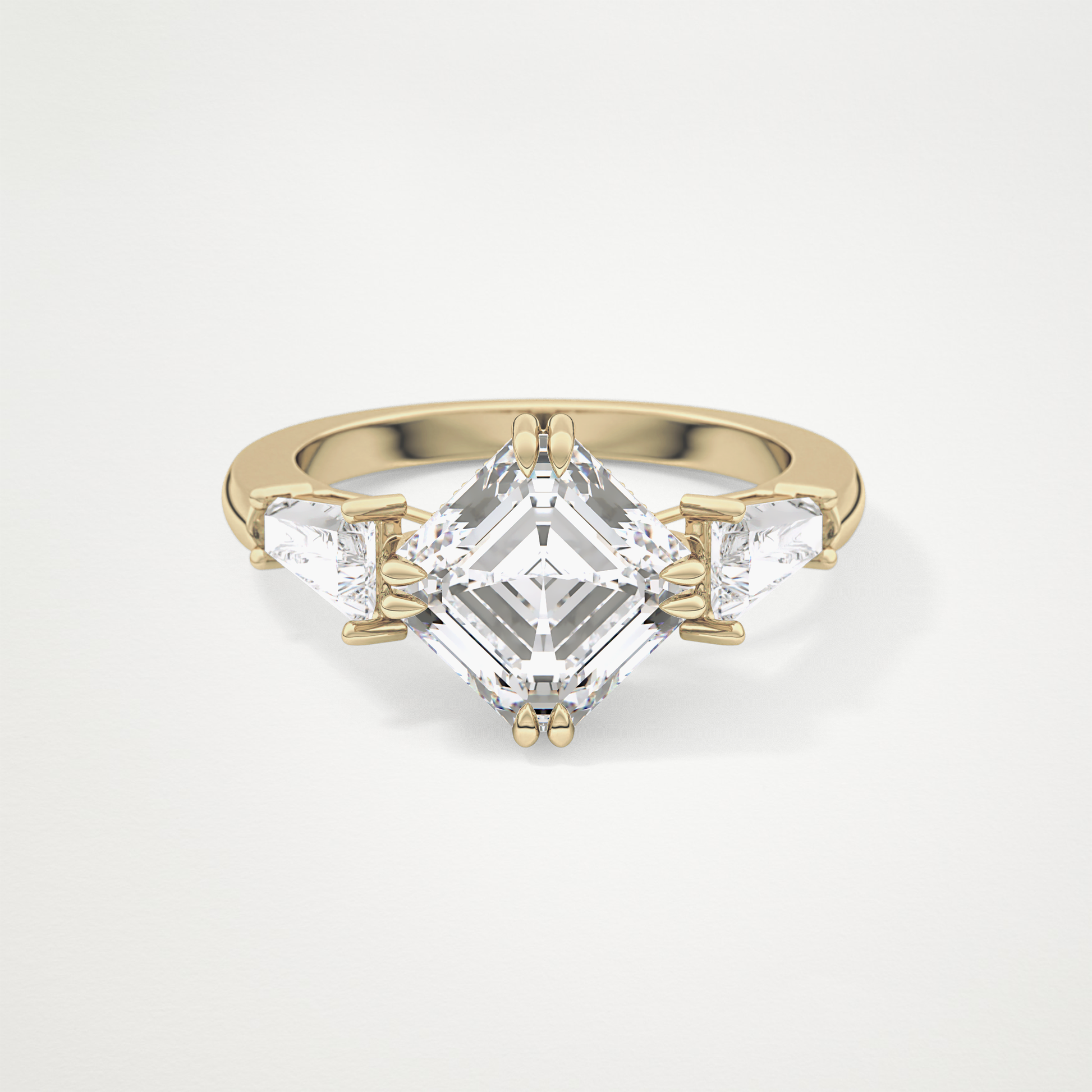 Asscher Three Stone Lab Grown Diamond Engagement Ring