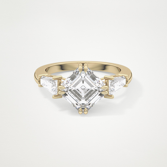 Asscher Three Stone Lab Grown Diamond Engagement Ring