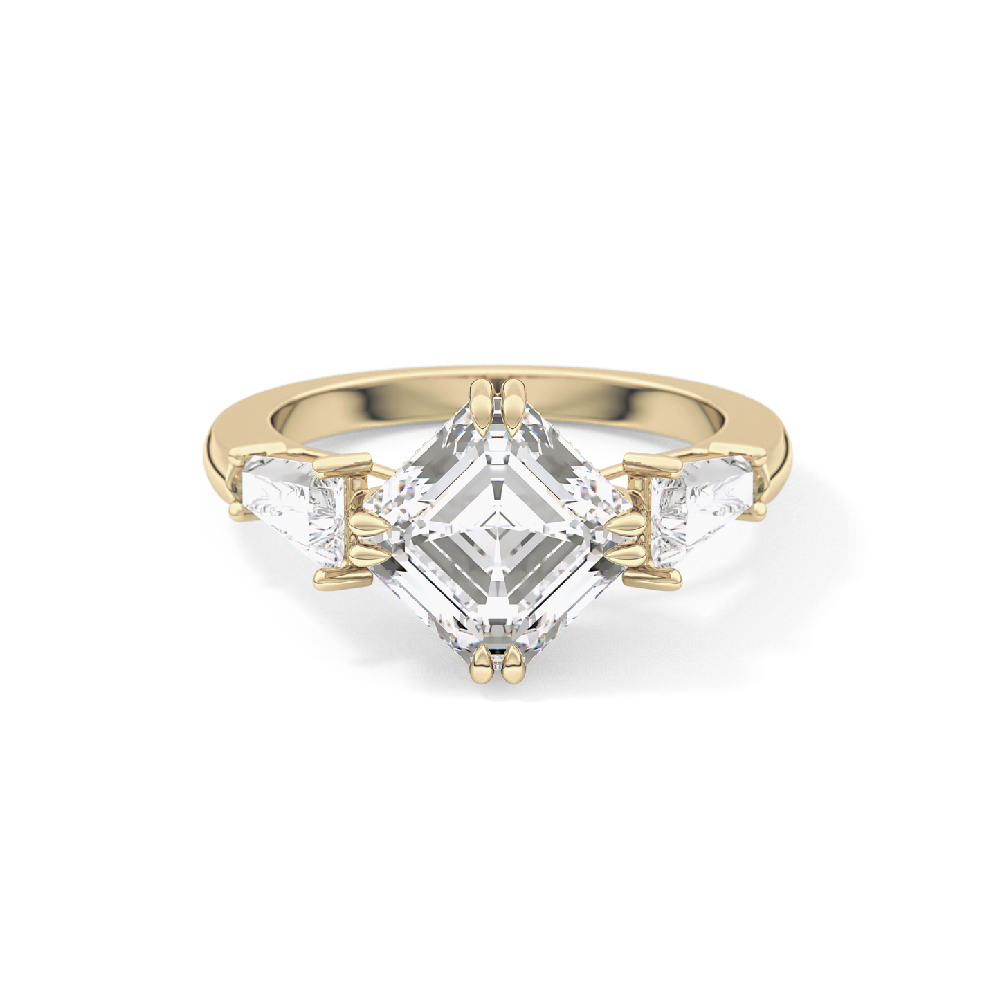 Asscher Three Stone Lab Grown Diamond Engagement Ring