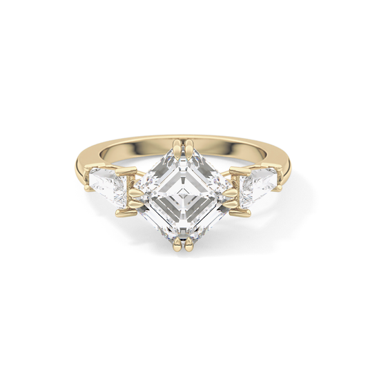 Asscher Three Stone Lab Grown Diamond Engagement Ring