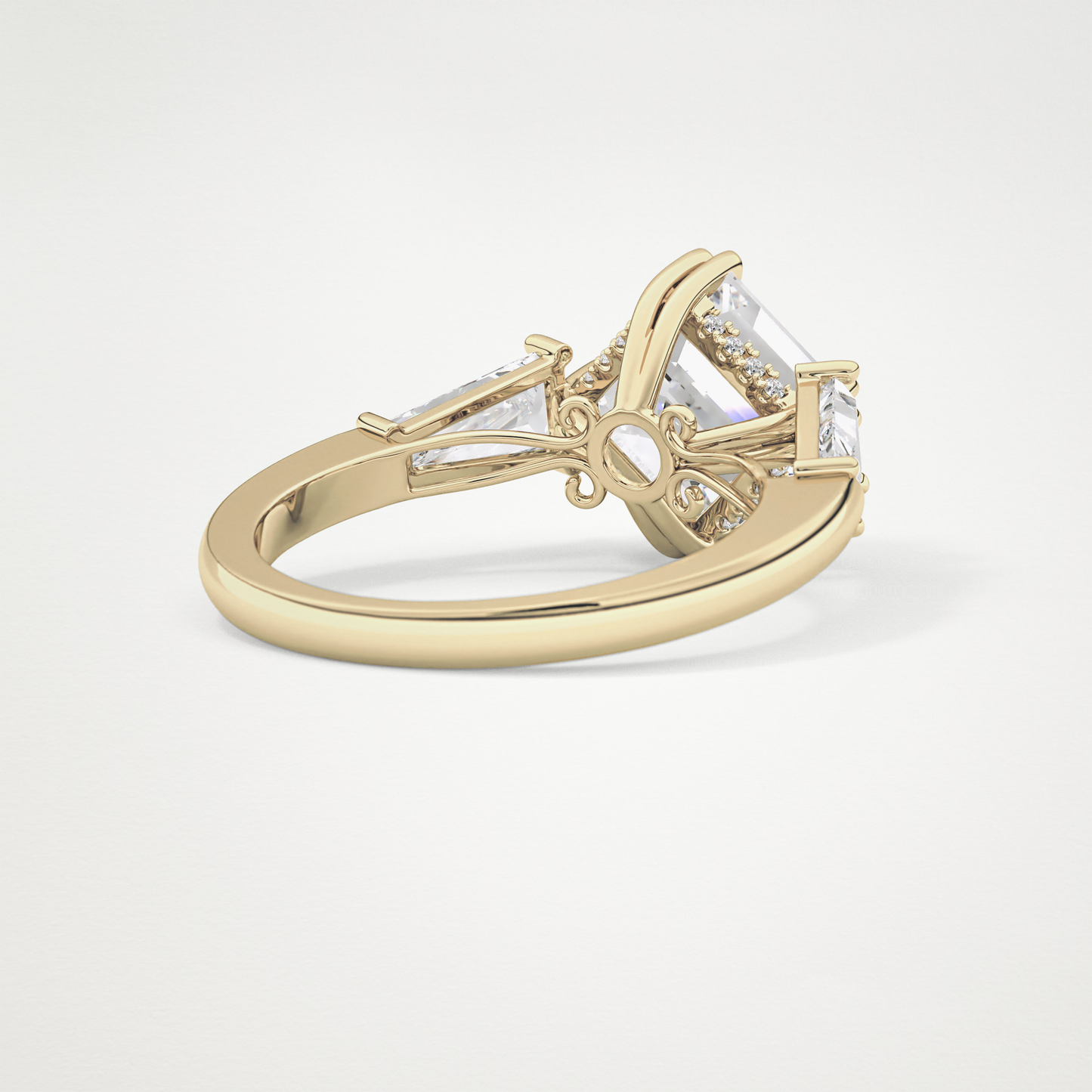 Asscher Three Stone Lab Grown Diamond Engagement Ring