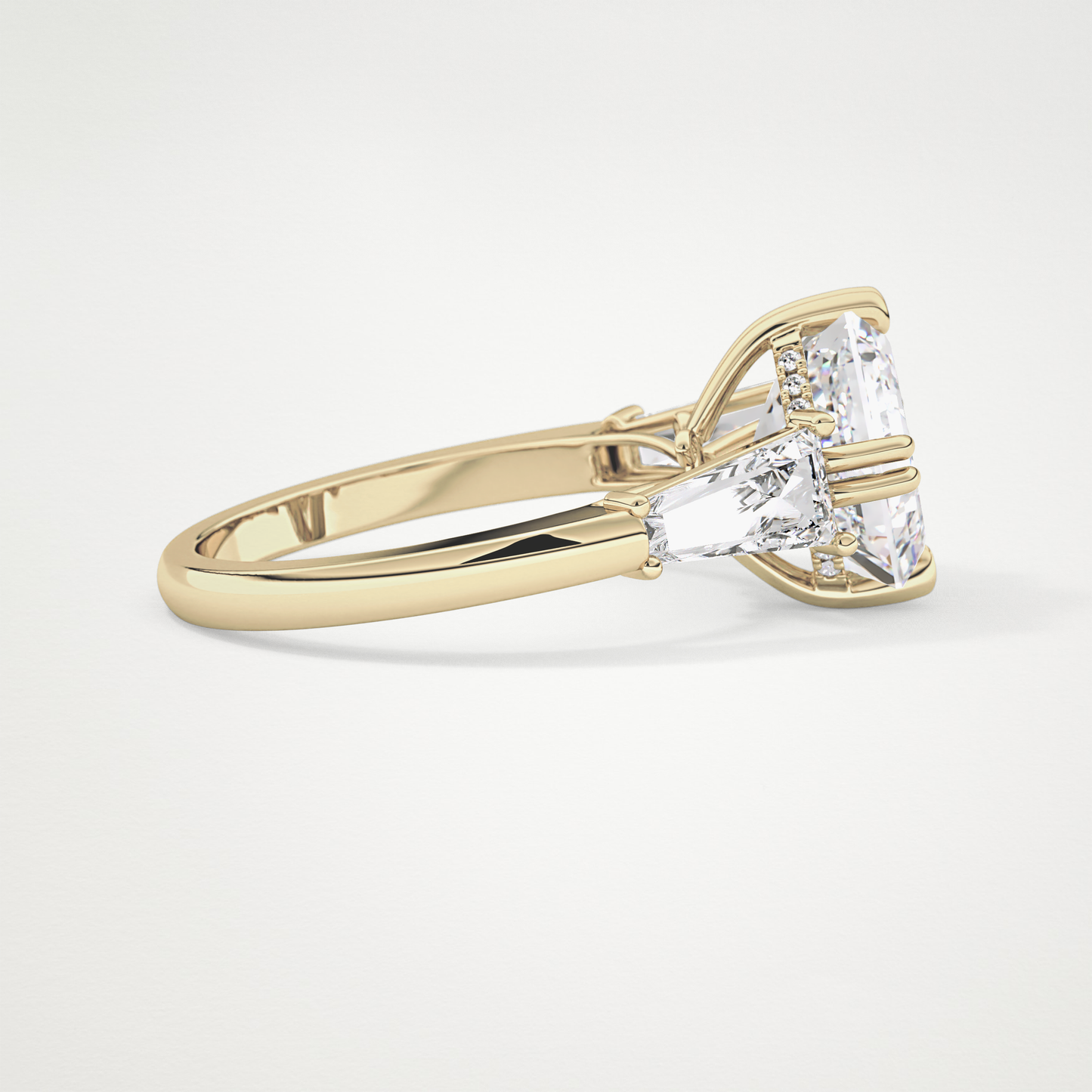 Asscher Three Stone Lab Grown Diamond Engagement Ring