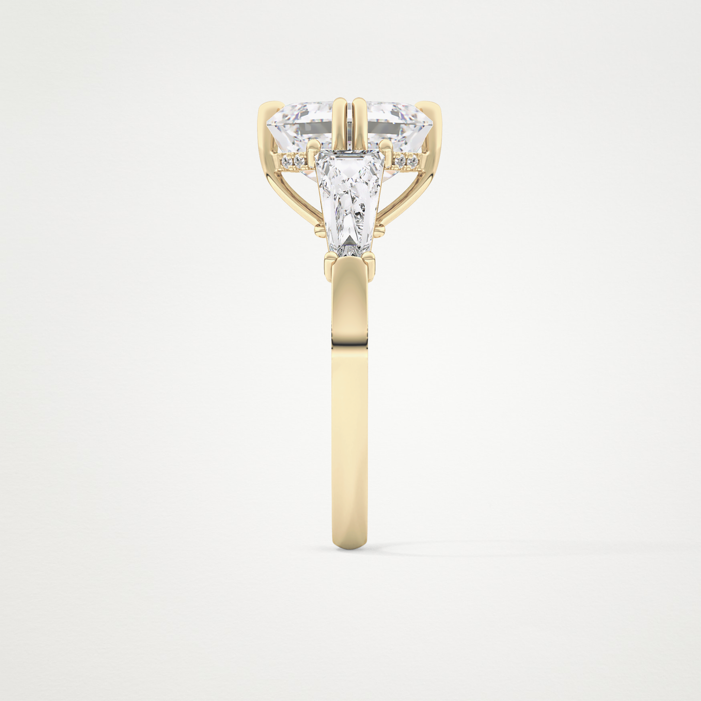 Asscher Three Stone Lab Grown Diamond Engagement Ring