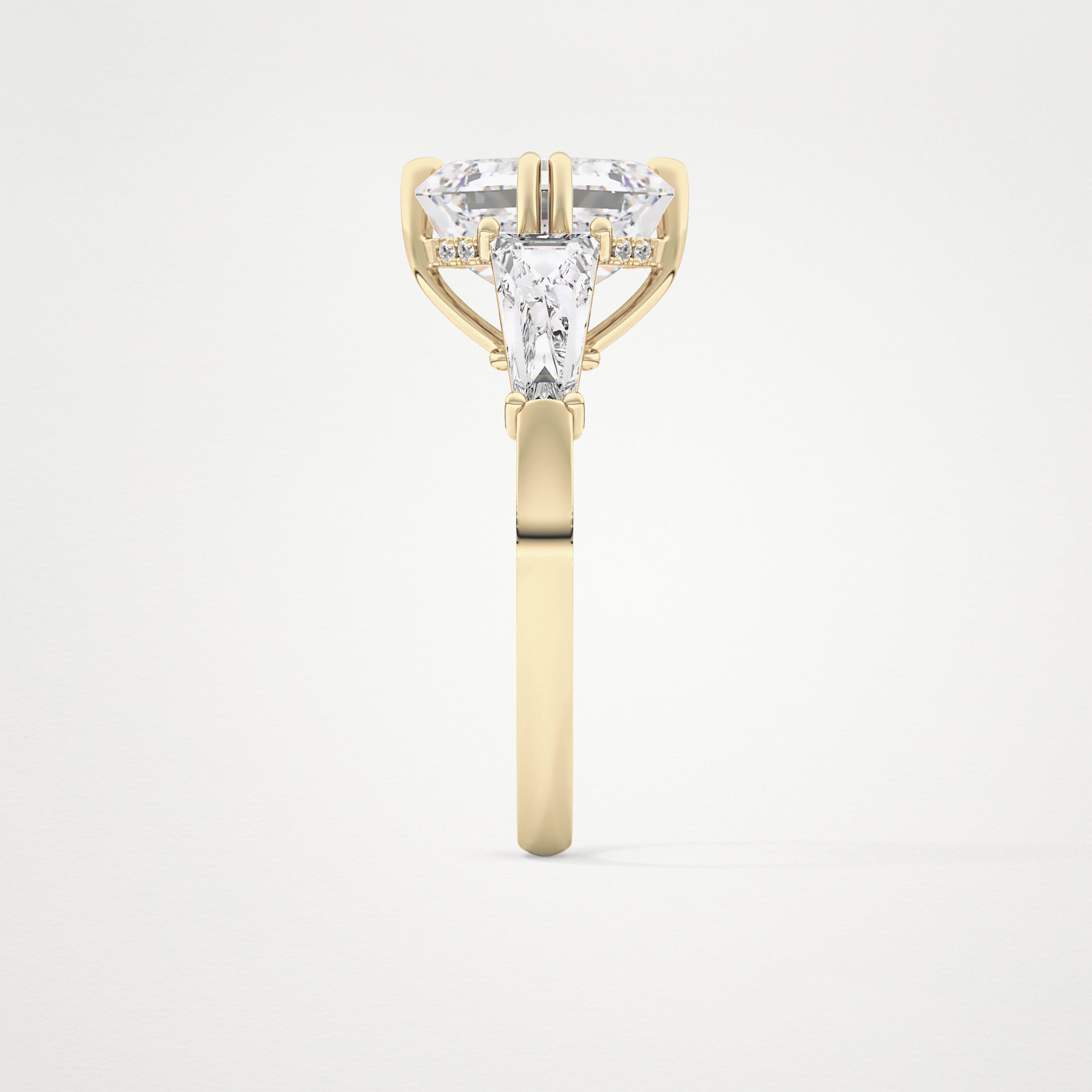 Asscher Three Stone Lab Grown Diamond Engagement Ring