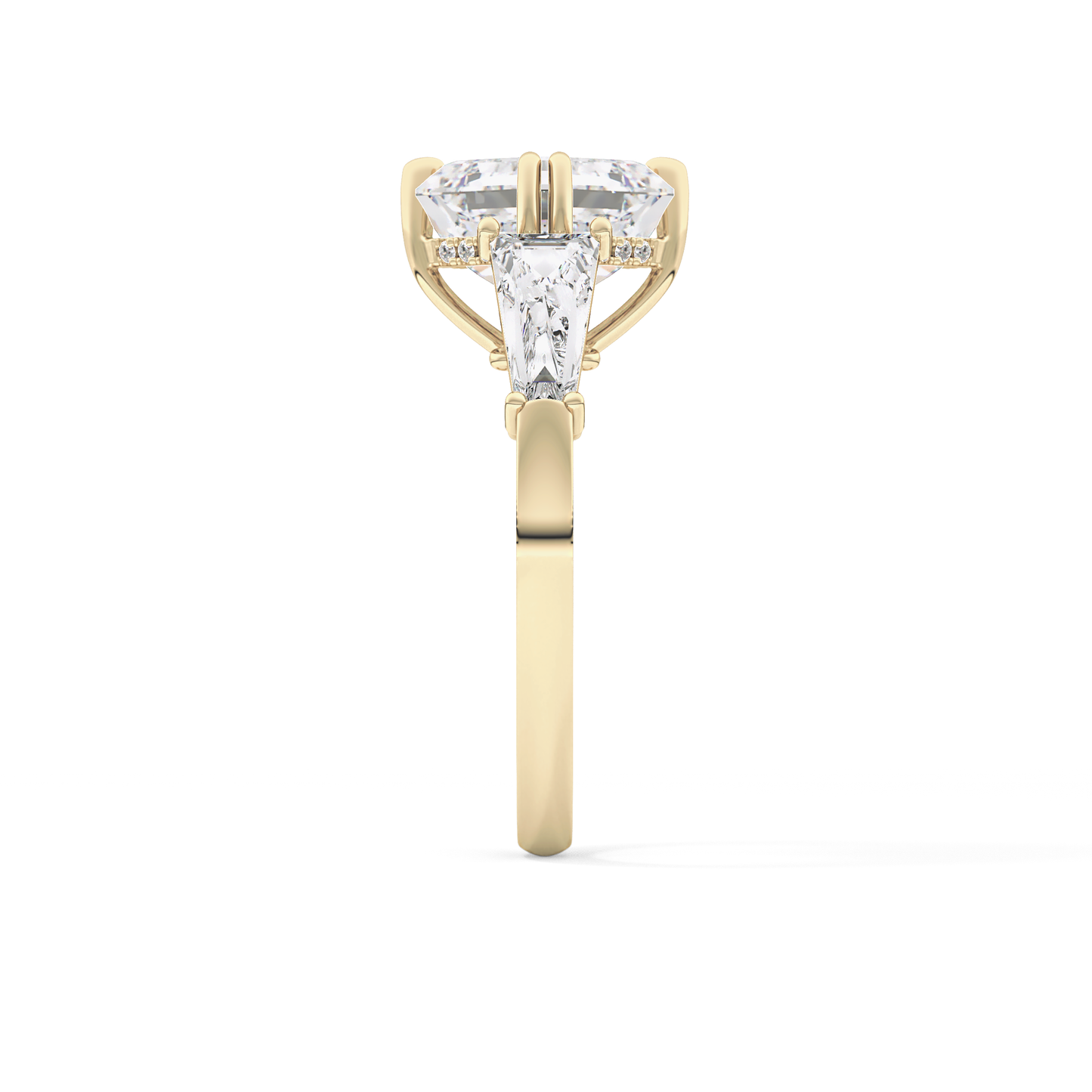 Asscher Three Stone Lab Grown Diamond Engagement Ring