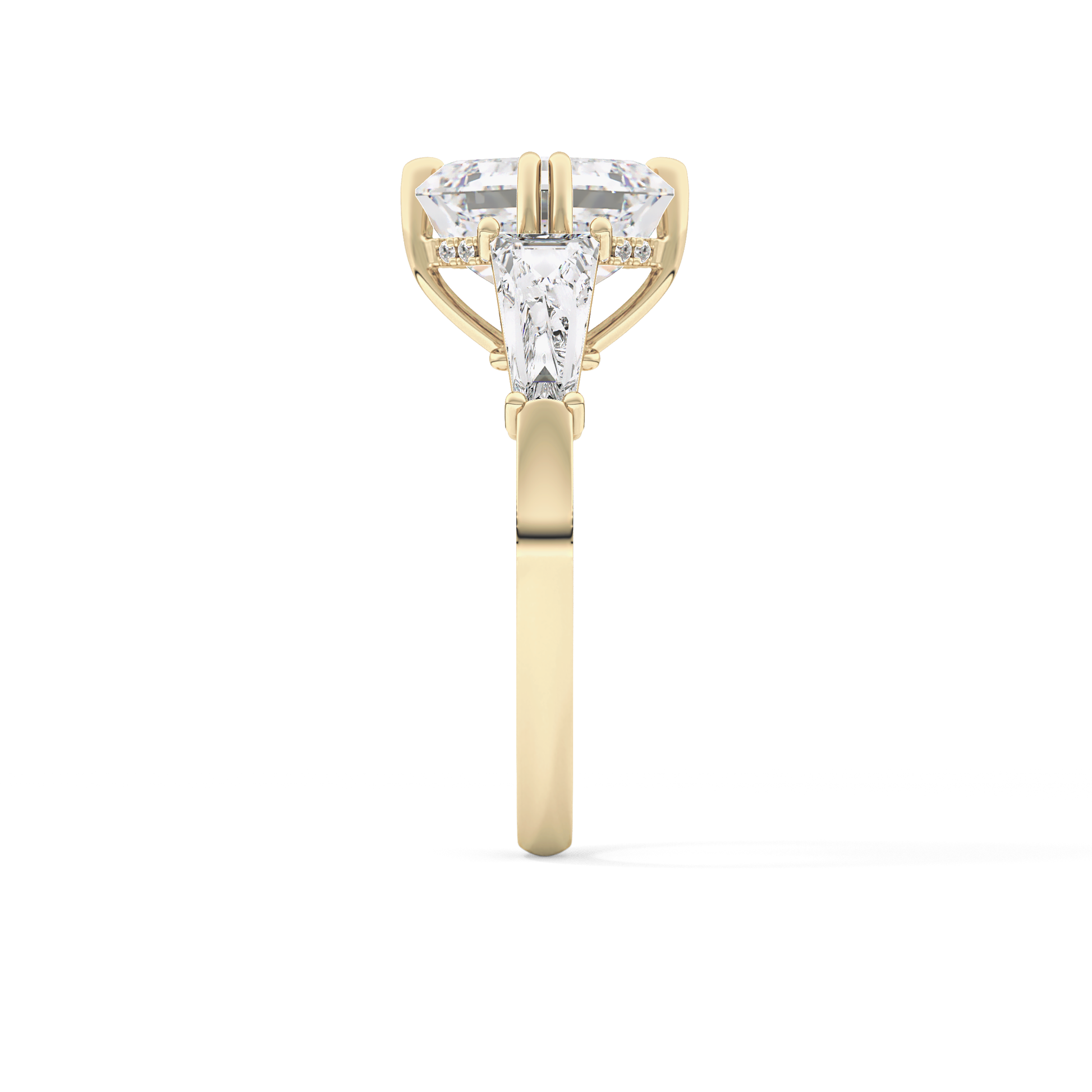 Asscher Three Stone Lab Grown Diamond Engagement Ring