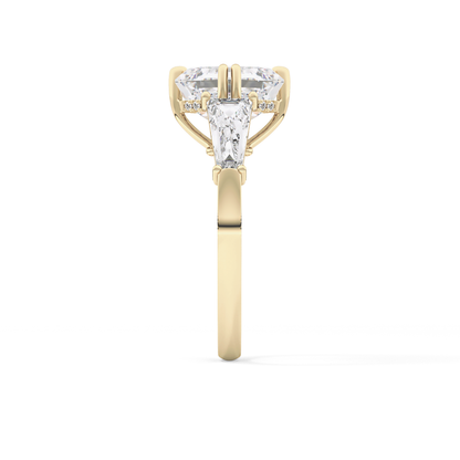Asscher Three Stone Lab Grown Diamond Engagement Ring