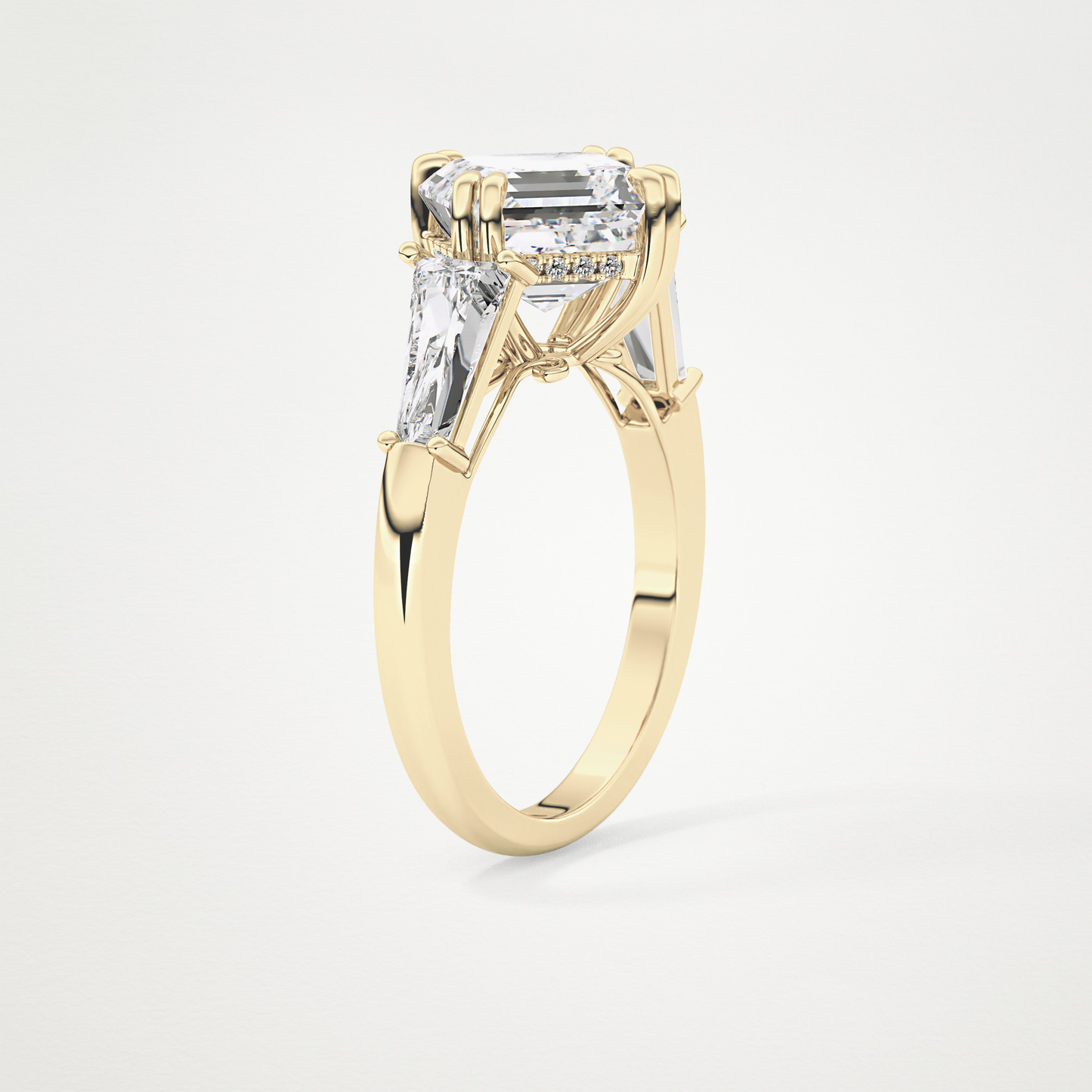 Asscher Three Stone Lab Grown Diamond Engagement Ring