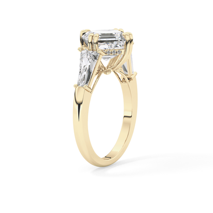 Asscher Three Stone Lab Grown Diamond Engagement Ring
