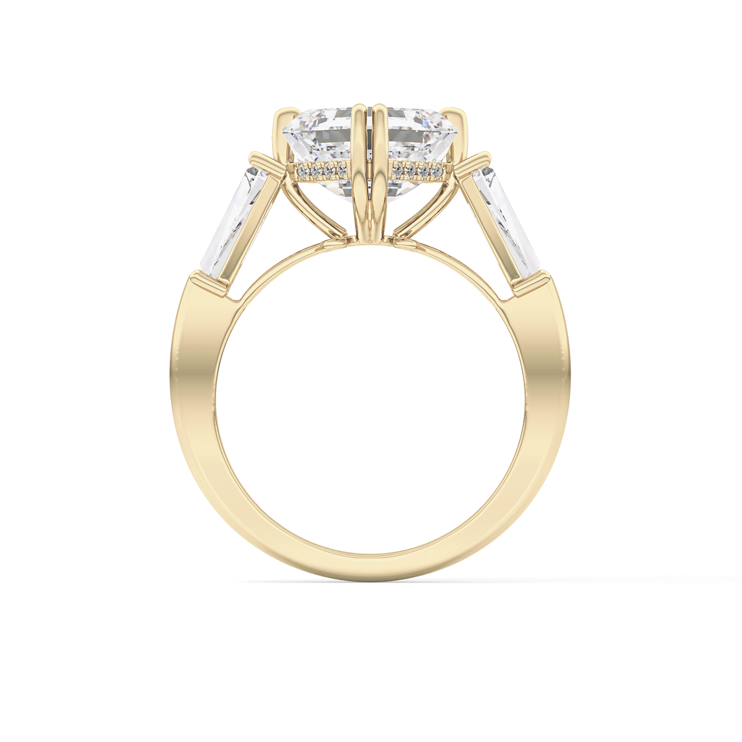 Asscher Three Stone Lab Grown Diamond Engagement Ring