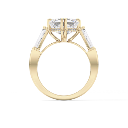 Asscher Three Stone Lab Grown Diamond Engagement Ring