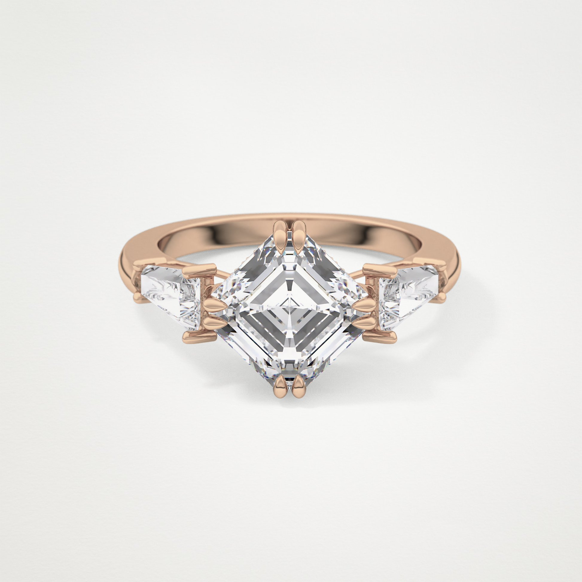 Asscher Three Stone Lab Grown Diamond Engagement Ring
