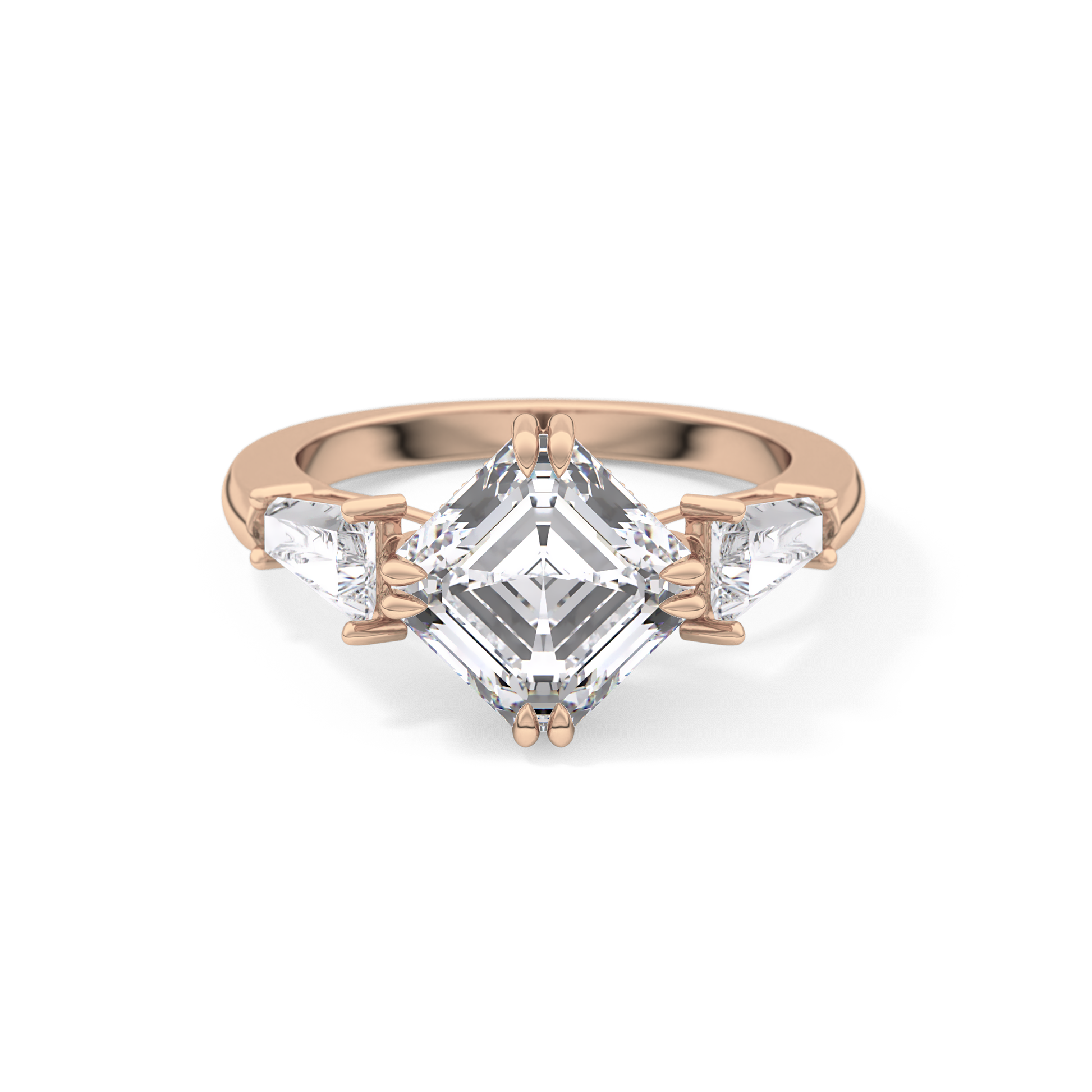 Asscher Three Stone Lab Grown Diamond Engagement Ring