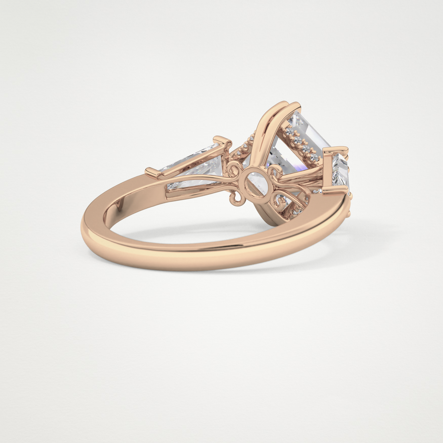 Asscher Three Stone Lab Grown Diamond Engagement Ring