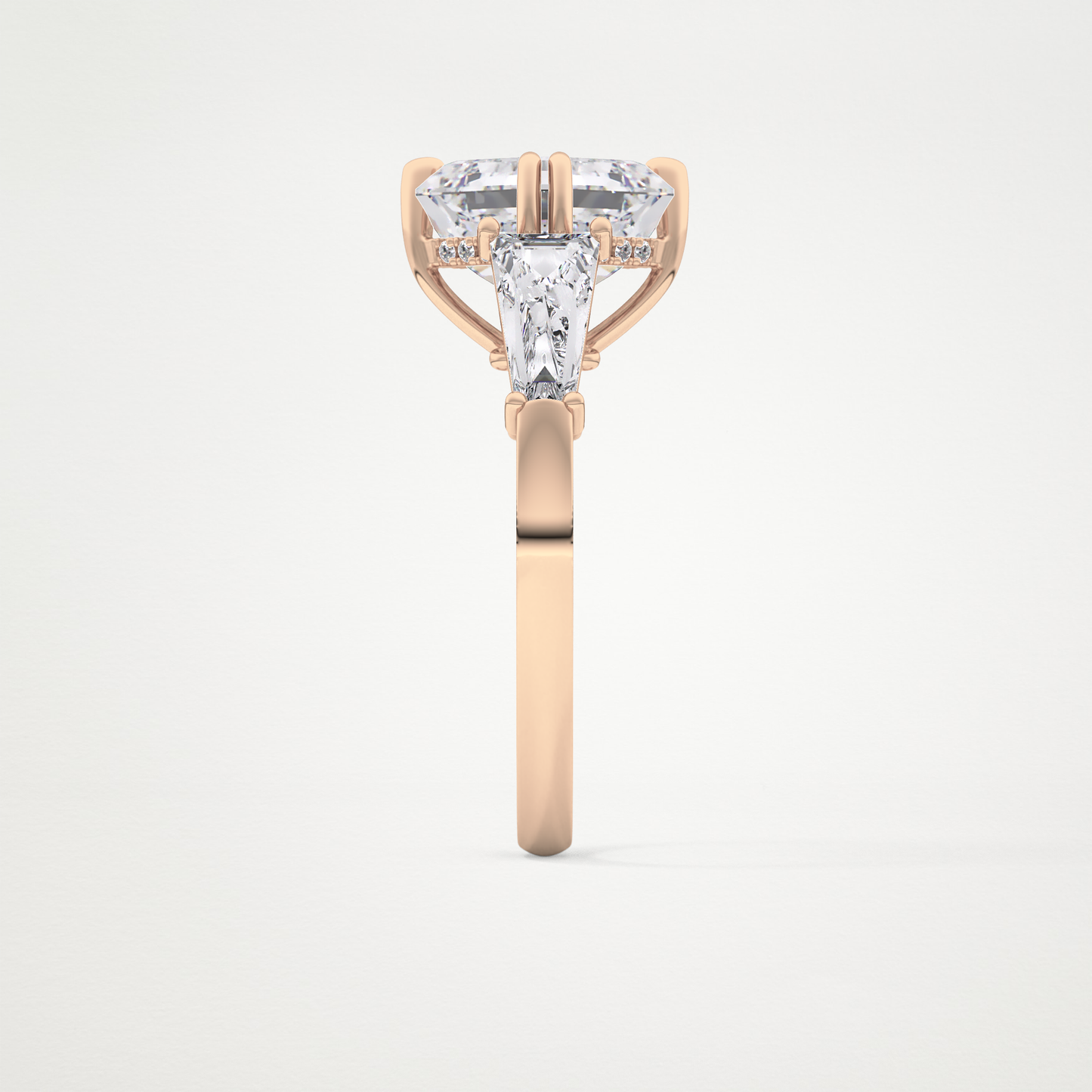 Asscher Three Stone Lab Grown Diamond Engagement Ring