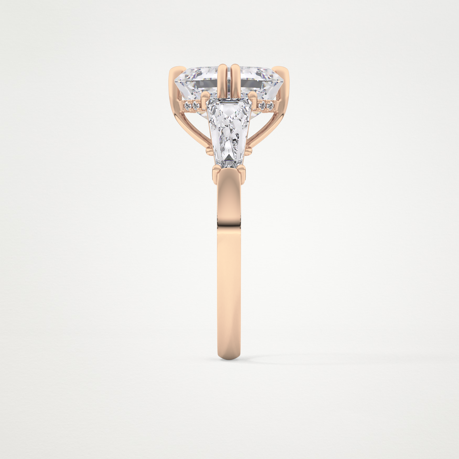 Asscher Three Stone Lab Grown Diamond Engagement Ring