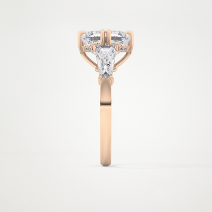 Asscher Three Stone Lab Grown Diamond Engagement Ring